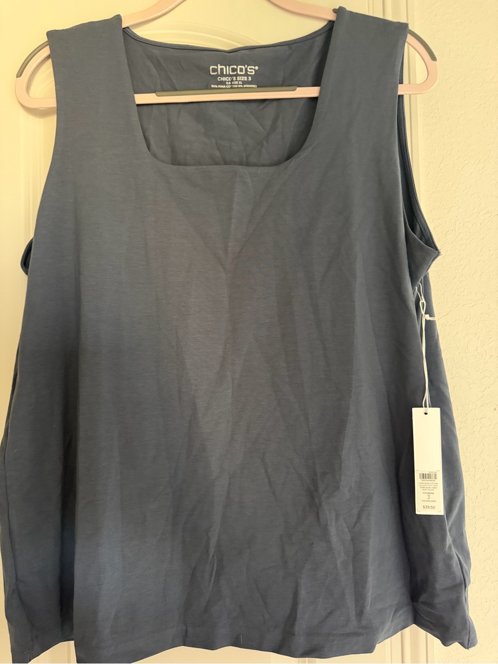 Chico's Sleeveless Scoop Neck Tank Top in Soft Slate Blue Size 3 (XL)